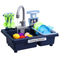 Electric Toy Dishwasher Playset with Apron, Light-Up Feature
