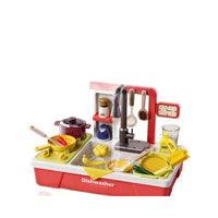 Electric Toy Dishwasher with Circulating Water and Press-to-Dispense Sink
