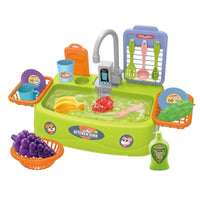 Electric Dishwasher Pretend Play Set with Circulating Water, Kitchen Sink Toy for Girls