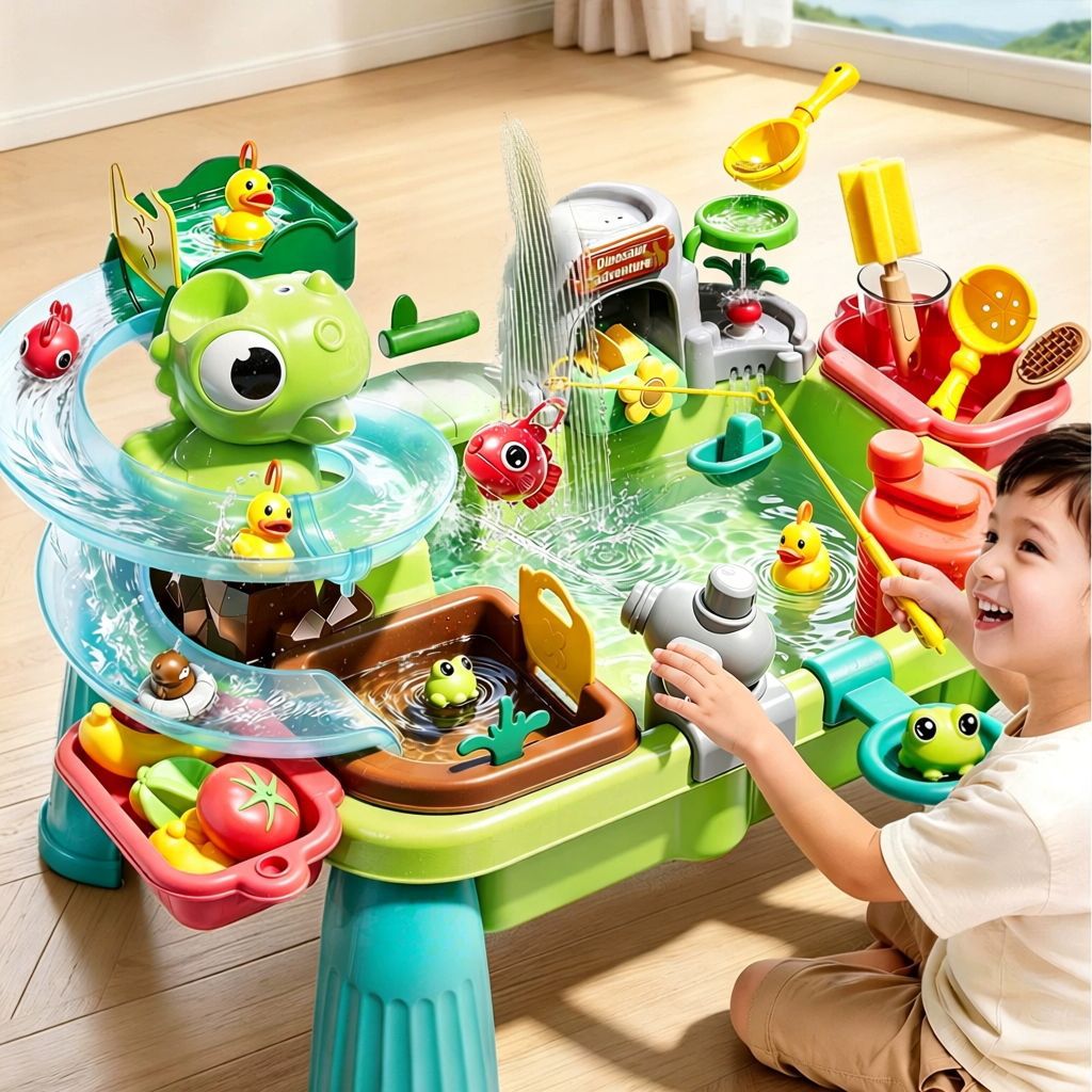 Electric Water Play Kitchen Toy with Dishwasher and Fishing Features
