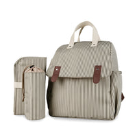 Striped Multi-functional Mommy Bag with Changing Pad and Insulated Bottle Pockets