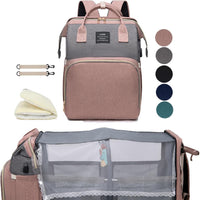 Large Capacity Multi-functional Baby Diaper Bag Backpack with Mosquito Net and Folding Bed