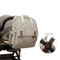 Striped Multi-functional Mommy Bag with Changing Pad and Insulated Bottle Pockets