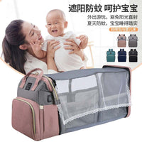 Large Capacity Multi-functional Baby Diaper Bag Backpack with Mosquito Net and Folding Bed