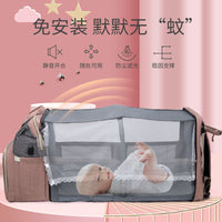 Large Capacity Multi-functional Baby Diaper Bag Backpack with Mosquito Net and Folding Bed