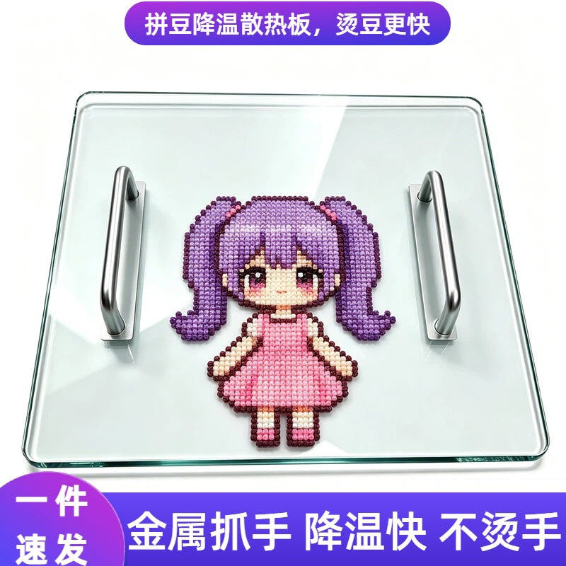 Tempered Glass Cooling Plate with Handle, Heat-Resistant for Crafting