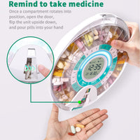 Bluetooth Smart Electronic Pill Box with 28 Compartments and Rotating Tray