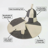 Wool Sauna Hat Set for Steam Bath, Sweat Absorbing Sauna Cap for Men Women, Heat #variant:Sauna Hat Set - Grey with White