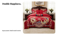4 Pieces Embroidered mythical serpent and mythical bird Bed Linen Machine cleanable for Newlyweds