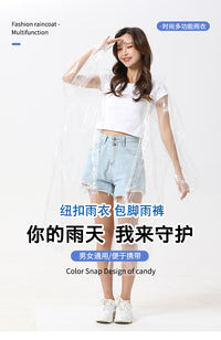 Adult Disposable PE Long Transparent Rain Poncho for Outdoor Hiking and Rafting