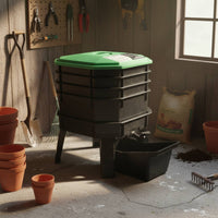 Worm Composting Bin Green Lid Stacked Compost Bin Eco-Friendly for Gardeners