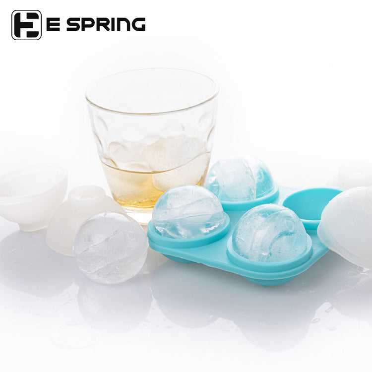 Silicone Sphere Ice Cube Mold, 4-Cavity Food-Grade Ice Ball Maker for Whiskey and Cocktails