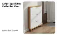 Flip down Footwear Organizer Space-Saving Tipping Footwear Organizer Solid Wood Legs for Small Apartment Dwellers, Homeowners, Hallway, Living Room