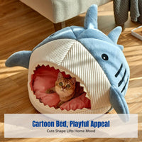 Shark-Shaped Pet Nest Semi-Enclosed Shark-Shaped Hideout All-Season Use Warm and Cozy for Indoor, Bedroom, Home