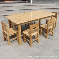 Solid Wood Kids' Study Desk and Chair Set for Home and School, Rectangular Learning Table for Primary Students