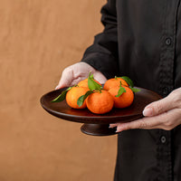Bamboo High-Footed Fruit Tray for Living Room Snacks and Nuts