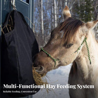 Slow Feeder Hay Bag for Horse Heavy Duty 600D Oxford Hanging Feed Bag for Sheep, Goats, Feed Hole Hay Feeder