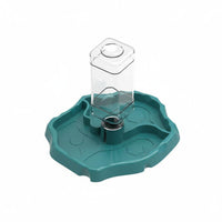 2-in-1 Design Turtle Food and Water Dish Easy to Clean Weighted Pet Waterer Bowl Stable Base Rock-Look Feeding Station Shallow Rim for Reptiles, Turtles, Lizards, Vivarium