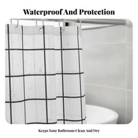 Grid Pattern Bath Curtain Punchtool-Less Installation for Bathtub, Renters
