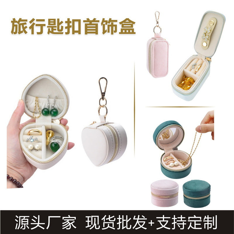 Mini Jewelry Box with Keychain for Rings, Earrings, and Necklaces