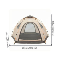 Hexagonal Dome Tent Khaki Beige Automatic Camping Tent Good Ventilation