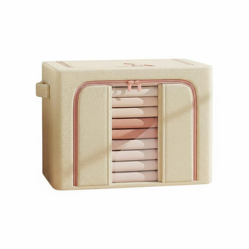 Collapsible textile Box with viewing panel Foldable home arrangement Organization for Renters