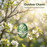 Easter Wooden Hanging Decorations, 12 Piece Egg Ornaments with Rope, Boxwood Indoor Outdoor Decor - Image 8