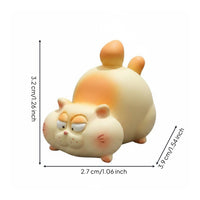 Feline Monitor Ornament Plump Feline Monitor Decor Cream-Yellow for Office, Home