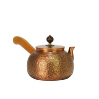 Copper Tea Kettle with Wooden Handle Traditional Hammered Copper Teapot