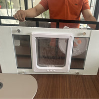 新款宠物门宠物围栏门可调节伸缩铝合金窗户玻璃猫门免工具安装