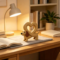 Heart Dog Statue Creative Gift Dachshund Figurine Novelty Design for Entryway