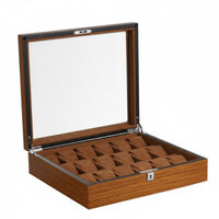 Wooden Watch Box With Lock 18 Compartment Watch Holder Individual Accessory Storage Clear View Lid Jewelry Organizer