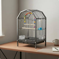 Portable Bird Travel Enclosure Play Perch Pet Housing Sturdy Metal Frame
