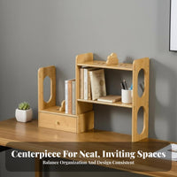 Expandable Bookrack Space Saving Adjustable Desk Hutch versatile for Hobbyists