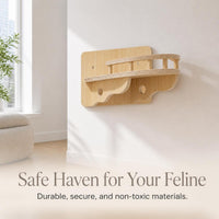 Wall-Mounted Solid Wood Cat Climbing Frame with Condo & Scratching Post for Small Spaces