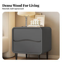 Fluted Drawer Nightstand Rounded Corners Wavy Front Cabinet Ample Storage