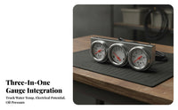 52 Mm Oil Pressure Water Temp Voltmeter Set Chrome Bezel 3-in-1 Gauge Cluster White Face Triple Gauge Set Red Needle