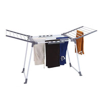Free-Standing Foldable Double-Wing Clothes Drying Rack with Towel Rack, Plastic, Model 805