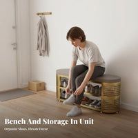 Paddinged Shoe Changing Bench Multi-Functional Padded Footwear Stool Space-Saving Design Stable and Sturdy for Entryway, Hallway