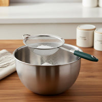 Fine-Mesh Strainer Spoon Long Handle Round Mesh Skimmer Spoon Polished Finish Cooking Utensil