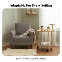 2-Tier Rolling Bar Cart Sturdy Frame Mobile Storage Easy Assembly for Homeowners
