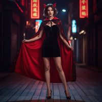Stand-up Collar Winged Cape Draping Costume Cape Gothic Cloak Cosplay for Cosplayers, Theater Performances