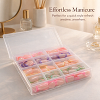 Nails Short Fake for Women, 240 Pieces Reusable Artificial Boxed Set, Temporary for Daily Wear and Summer