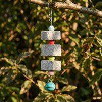 Parrot Gnawing Toy with Cuttlebone for Birds, Hanging Block String with Beads, Bird Accessory for Beak Trimming