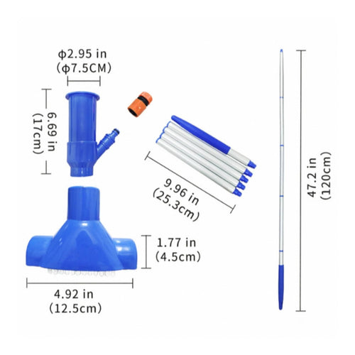 Portable Pool Vacuum Cleaner Jet-Style Pool Vacuum with Mesh Bag Slimline Manual for Above Ground Pools