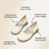 Ballet Flats for Women with Soft Sole and Round Toe Design, Comfortable Walking Shoes for Daily Wear, Extended Sizes to European 43 for Larger Feet
