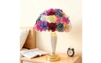 Decorative Rose Table Lamp Floral Flower Lamp Dome-Shaped Lighting Ceramic for Women, Bedroom, Bedside, Wedding
