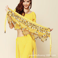 Belly Dance Hip Scarf with Gold Coins for Women