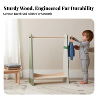 Toddler Dress-up Station Multi-Functional Storage A-Frame Clothes Rack Childreachible Height Floor-Standing for Bedroom, Nursery