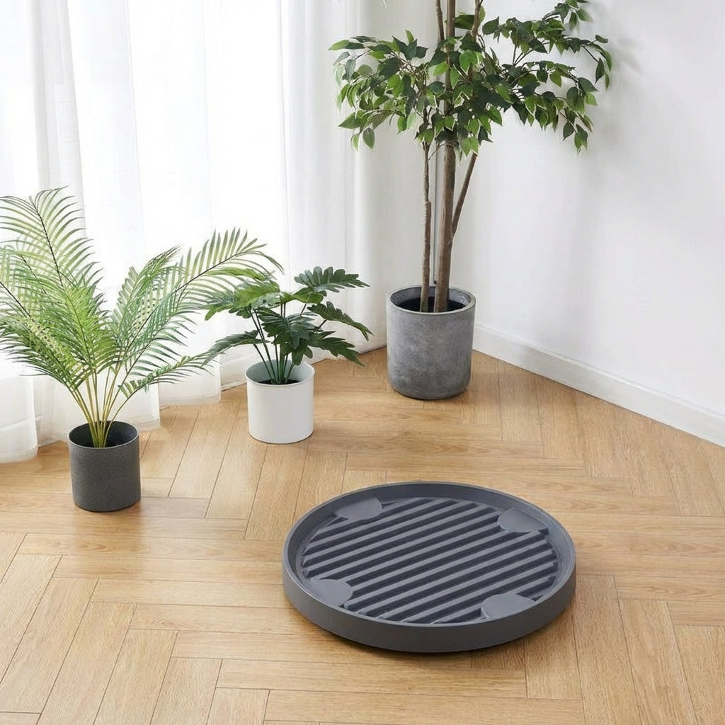 Plant Saucers with Rolling Casters, Flower Pot Base and Plant Pot Tray, One-Piece Molding Floor Standing Support for Indoor Outdoor Use